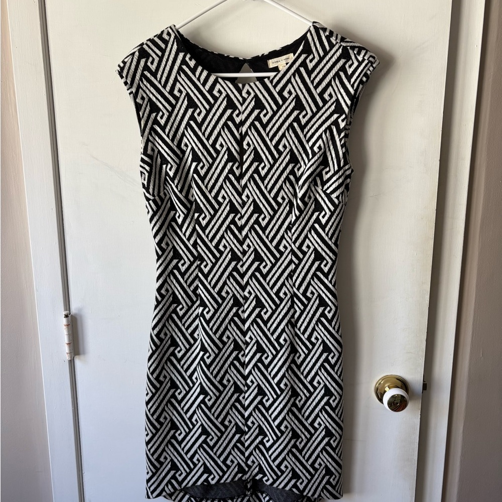 Chic Black and White Patterned Dress